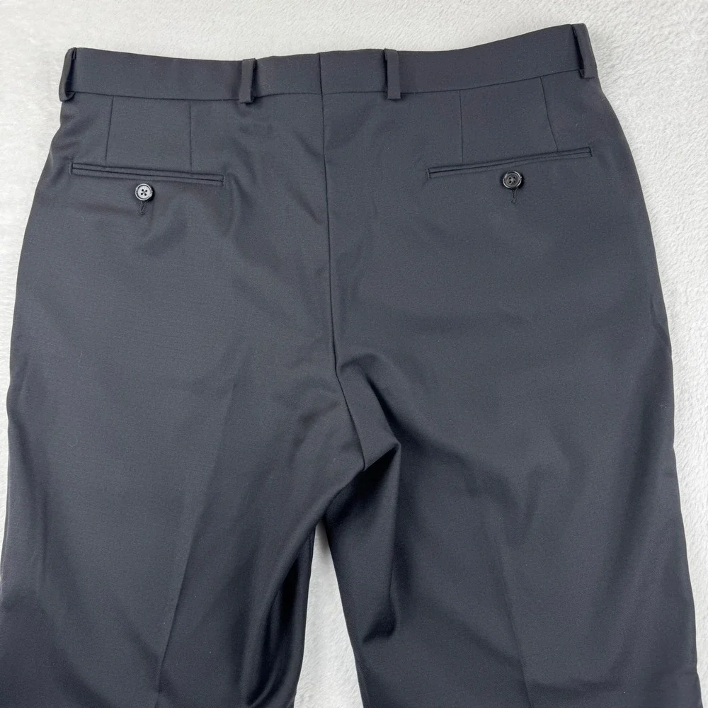 Lauren Ralph Lauren Dress Pants Mens 34x32 Black 100% Wool Natural Stretch Flat